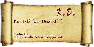 Komlódi Dezső névjegykártya